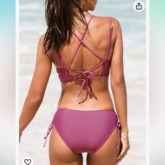 NET! Crisscross High Cut Bathing Suit with Adjustable Spaghetti Straps Sz Small - Picture 11 of 11